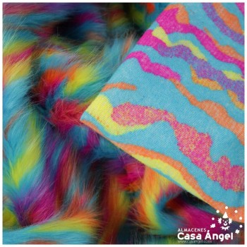 TELA DE PELO LARGO CON VETAS MULTICOLOR 150cm