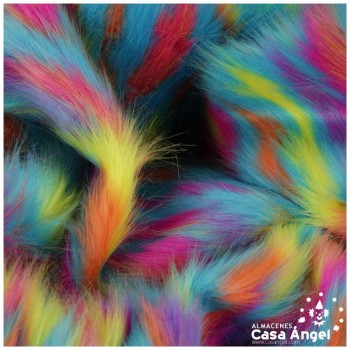 TELA DE PELO LARGO CON VETAS MULTICOLOR 150cm