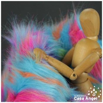 TELA DE PELO LARGO CON VETAS MULTICOLOR 150cm