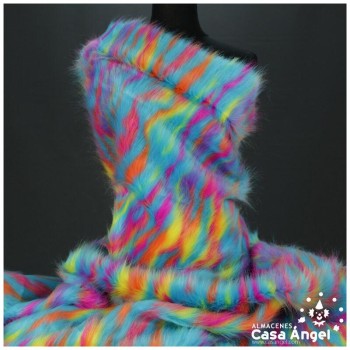 TELA DE PELO LARGO CON VETAS MULTICOLOR 150cm