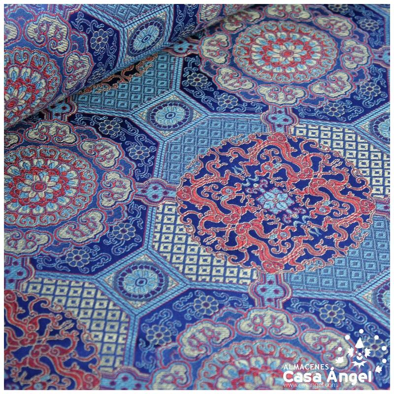 BROCADO JACQUARD AZUL ORIENTAL SERIE TIBET 150cm