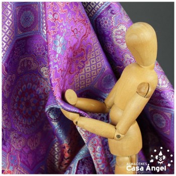 BROCADO JACQUARD MORADO ORIENTAL SERIE TIBET 150cm