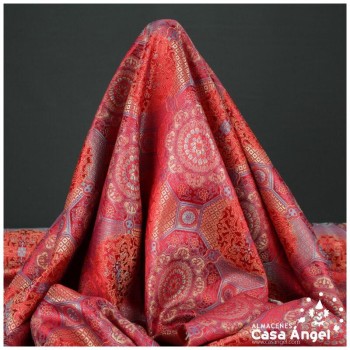 BROCADO JACQUARD ROJO ORIENTAL SERIE TIBET 150cm