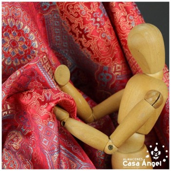 BROCADO JACQUARD ROJO ORIENTAL SERIE TIBET 150cm