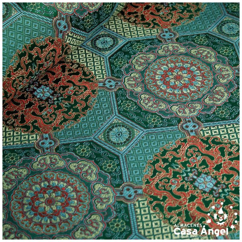 BROCADO JACQUARD VERDE ORIENTAL SERIE TIBET 150cm