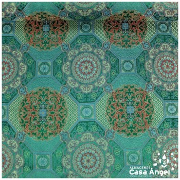BROCADO JACQUARD VERDE ORIENTAL SERIE TIBET 150cm