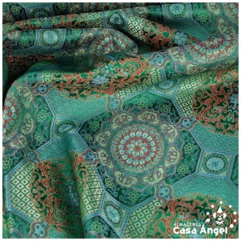 BROCADO JACQUARD VERDE ORIENTAL SERIE TIBET 150cm