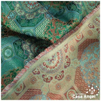 BROCADO JACQUARD VERDE ORIENTAL SERIE TIBET 150cm