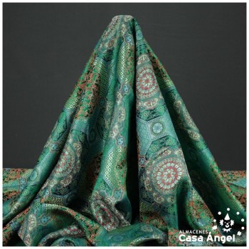 BROCADO JACQUARD VERDE ORIENTAL SERIE TIBET 150cm