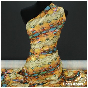 LICRA ESTAMPADA ANIMAL PRINT SERPIENTE NARANJA 150cm