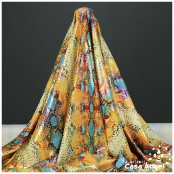 LICRA ESTAMPADA ANIMAL PRINT SERPIENTE NARANJA 150cm