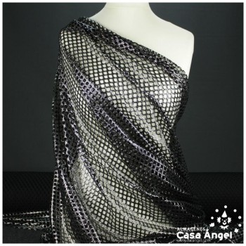 MALLA DE RED PLATA METALIZADA LÚREX SERIE KUMO 150cm