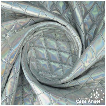 TEJIDO ACOLCHADO EN ROMBOS PLATA BOREAL SERIE KAVAKA 150cm