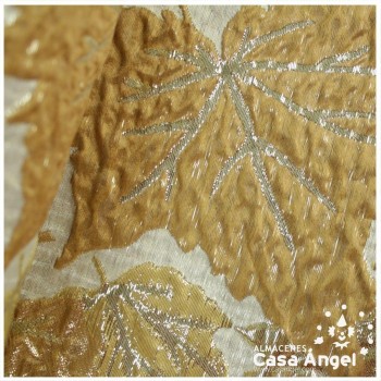 BROCADO JACQUARD HOJAS METALIZADAS AMARILLO CON LÚREX SERIE FALL 145cm