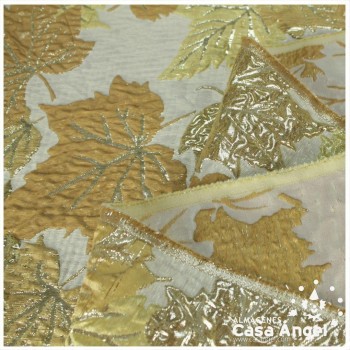 BROCADO JACQUARD HOJAS METALIZADAS AMARILLO CON LÚREX SERIE FALL 145cm
