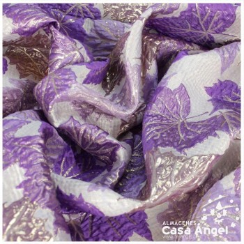 BROCADO JACQUARD HOJAS METALIZADAS MORADO CON LÚREX SERIE FALL 145cm