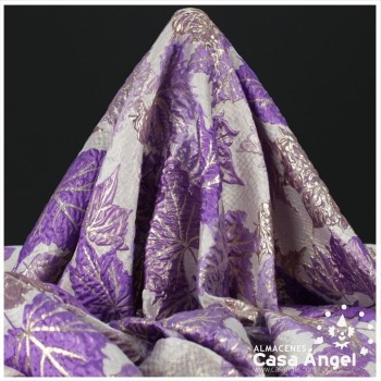 BROCADO JACQUARD HOJAS METALIZADAS MORADO CON LÚREX SERIE FALL 145cm