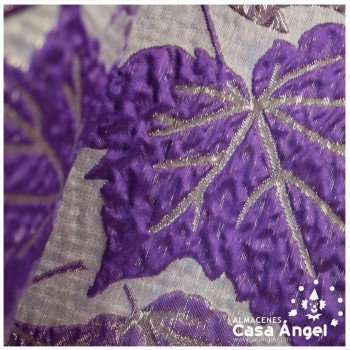 BROCADO JACQUARD HOJAS METALIZADAS MORADO CON LÚREX SERIE FALL 145cm