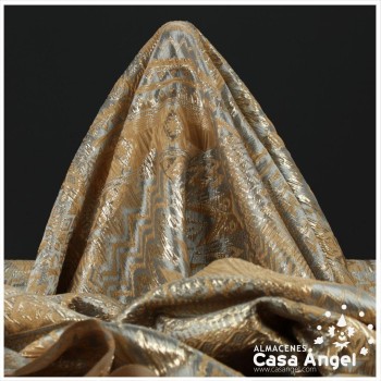 BROCADO METALIZADO SERIE AZTEKA BEIGE 145cm