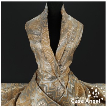 BROCADO METALIZADO SERIE AZTEKA BEIGE 145cm