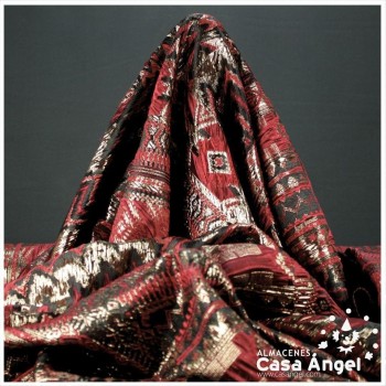 BROCADO METALIZADO SERIE AZTEKA GRANATE 145cm