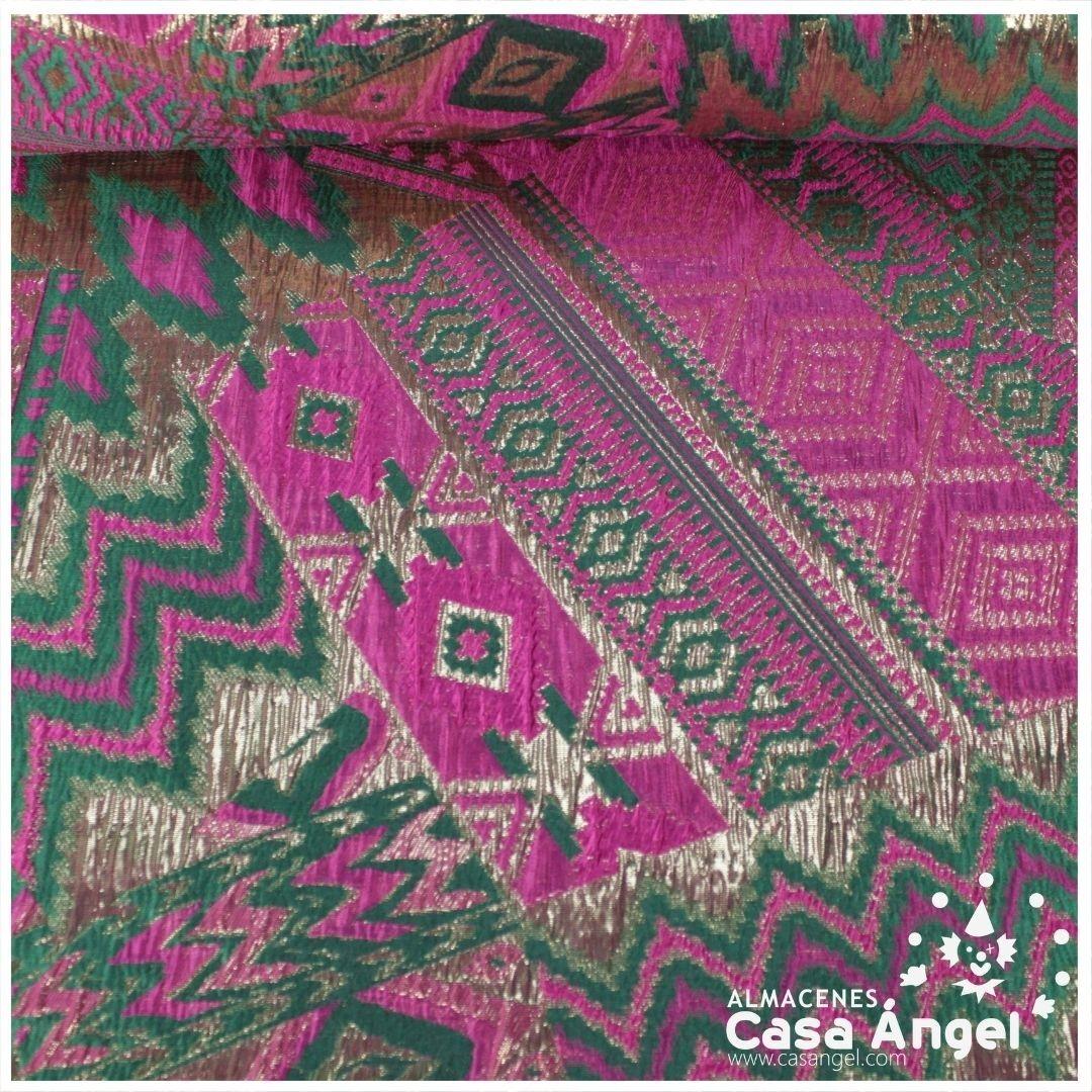 BROCADO METALIZADO SERIE AZTEKA FUCSIA145cm