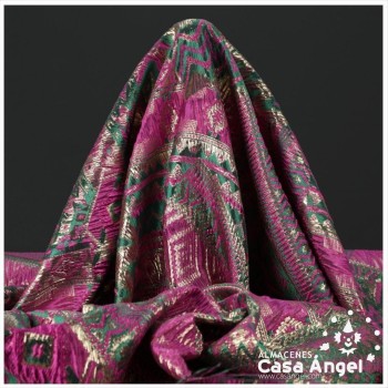 BROCADO METALIZADO SERIE AZTEKA FUCSIA145cm