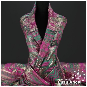 BROCADO METALIZADO SERIE AZTEKA FUCSIA145cm