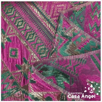 BROCADO METALIZADO SERIE AZTEKA FUCSIA145cm