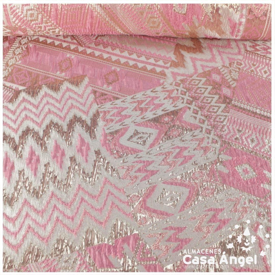 BROCADO METALIZADO SERIE AZTEKA ROSA 145cm