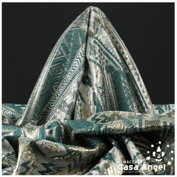 BROCADO METALIZADO SERIE AZTEKA VERDE145cm