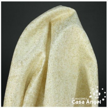 TEJIDO JACQUARD LÚREX BEIGE Y ORO SERIE TARA 150cm