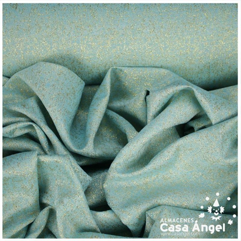 TEJIDO JACQUARD LÚREX AZUL CLARO Y ORO SERIE TARA 150cm