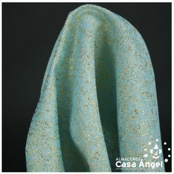 TEJIDO JACQUARD LÚREX AZUL CLARO Y ORO SERIE TARA 150cm