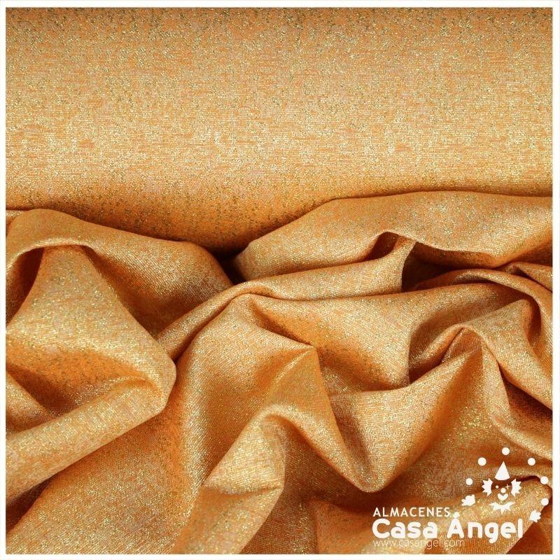 TEJIDO JACQUARD LÚREX NARANJA Y ORO SERIE TARA 150cm