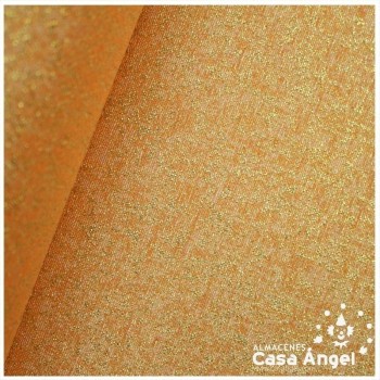 TEJIDO JACQUARD LÚREX NARANJA Y ORO SERIE TARA 150cm