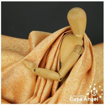 TEJIDO JACQUARD LÚREX NARANJA Y ORO SERIE TARA 150cm