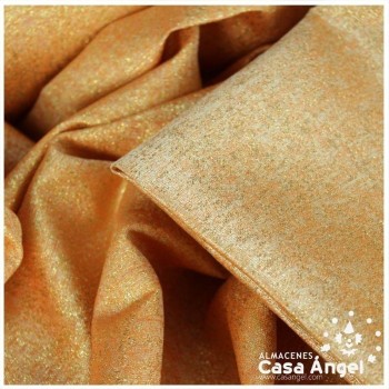TEJIDO JACQUARD LÚREX NARANJA Y ORO SERIE TARA 150cm