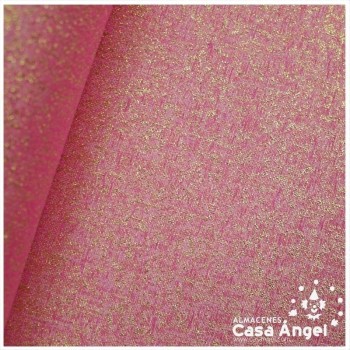 TEJIDO JACQUARD LÚREX FUCSIA Y ORO SERIE TARA 150cm