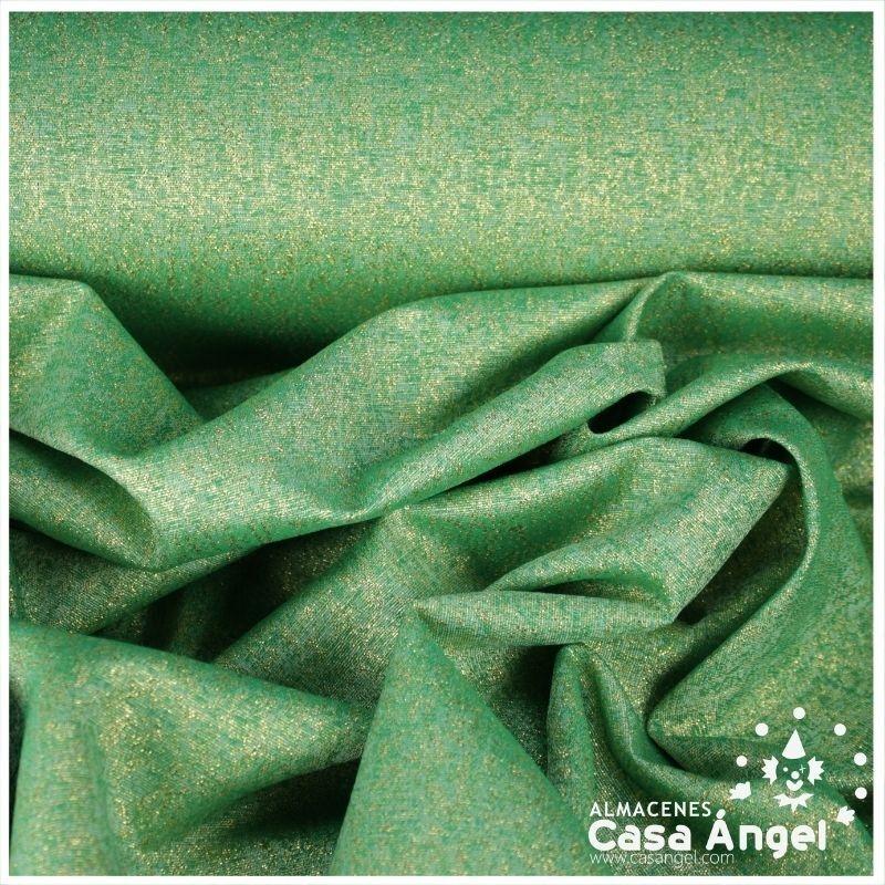 TEJIDO JACQUARD LÚREX VERDE Y ORO SERIE TARA 150cm