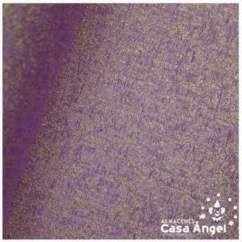 TEJIDO JACQUARD LÚREX MORADO Y ORO SERIE TARA 150cm