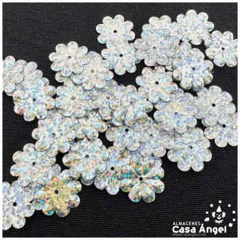 LENTEJUELA FLOR 15mm CON OJAL BOLSA 50gr