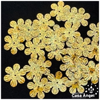 FLORES DE ACETATO METALIZADO 15mm CON OJAL BOLSA 50gr