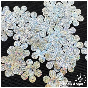 FLORES DE ACETATO METALIZADO 15mm CON OJAL BOLSA 50gr