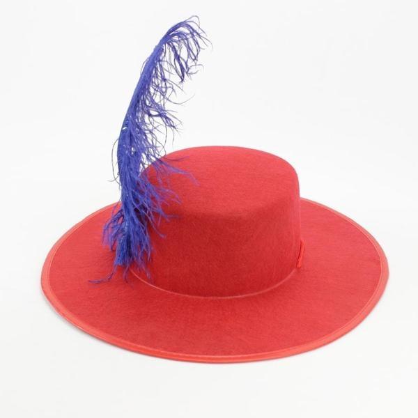 SOMBRERO FIELTRO ROJO CON PLUMA