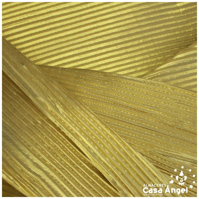 TEJIDO LAMÉ PLISADO ORO METALIZADO 112cm