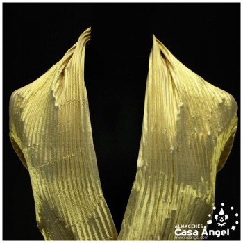 TEJIDO LAMÉ PLISADO ORO METALIZADO 112cm