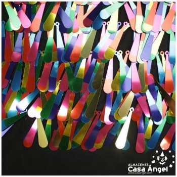 TUL CON FLECOS DE LENTEJUELAS MULTICOLOR DE LÁGRIMA BORDADA SERIE NAMIDA 160cm