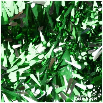 TUL CON FLECOS DE LENTEJUELAS VERDES DE LÁGRIMA BORDADA SERIE NAMIDA 160cm