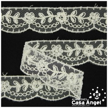ENCAJE CLÁSICO DE ALGODÓN BLANCO MOTIVO FLORAL 21mm